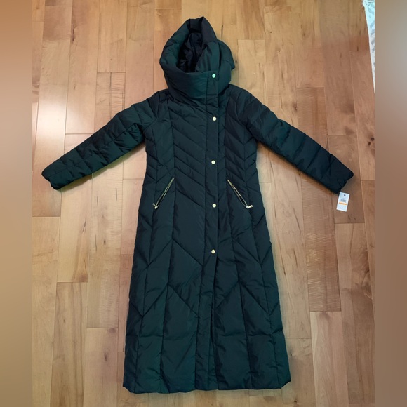 Cole Haan Womens Taffeta Down With Overlapping Convertible Collar Chevron Quilt - Picture 4 of 10